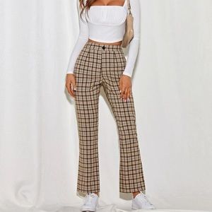 Brown plaid pants